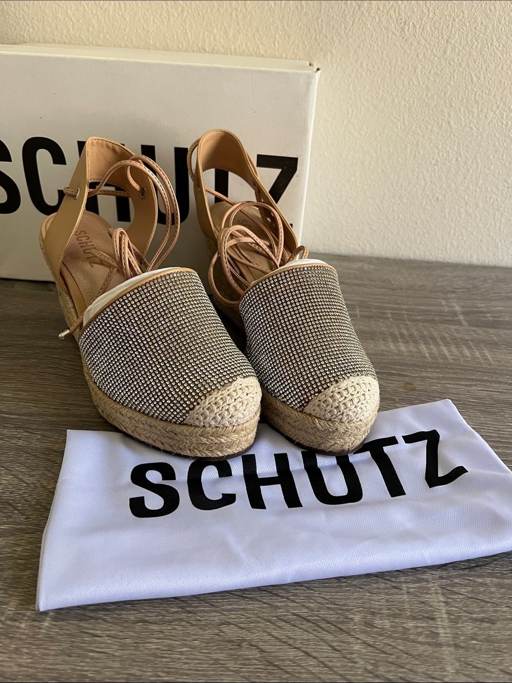 New SCHUTZ Celinah Nappa Leather Espadrille Women’s 6B - Picture 2 of 8